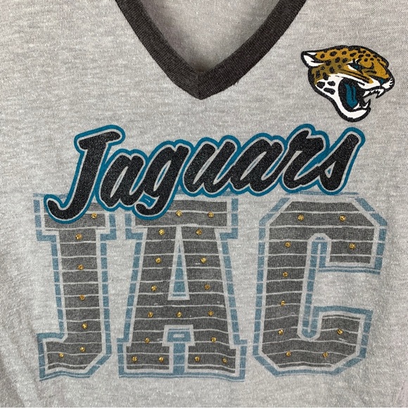 Jacksonville Jaguars Short Sleeve Shirt V Neck Gray Women’s Small - Picture 4 of 4